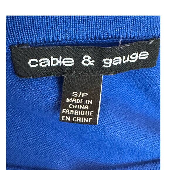 Cable & Gauge blue long sleeves embellished neck sweater size Small - Picture 3 of 11